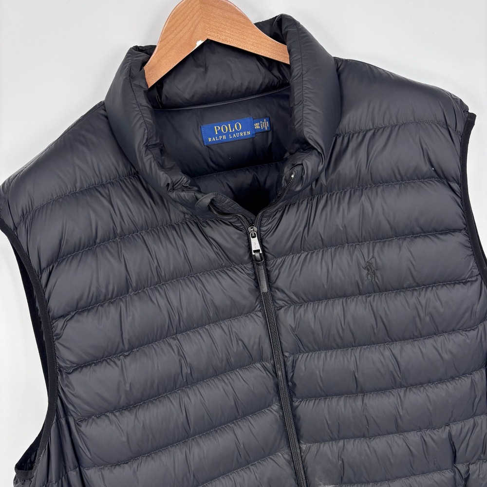 Polo Ralph Lauren Packable Down Puffer Vest Mens 4XLT Big Tall Navy Blue Quilted